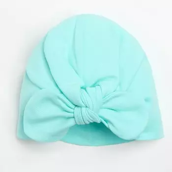 Чалма для девочки бантом, цвет бирюзовый, размер 47-50 см