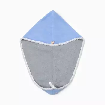 Чалма для сушки волос «Этель», 2560 см, голубая/серая