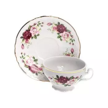 Чашка с блюдцем Bernadotte «Английская роза, отводка золото», 205 мл