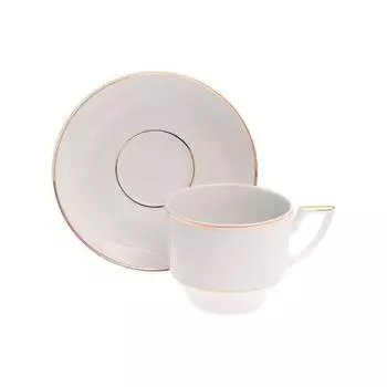 Чашка 260 мл с блюдцем 155 мм Louise, декор «Отводка золото»