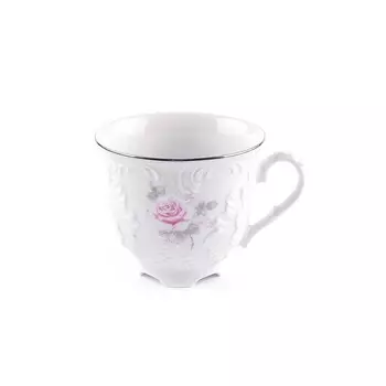 Чашка кофейная Cmielow Rococo «Бледные розы, отводка платина», 100 мл