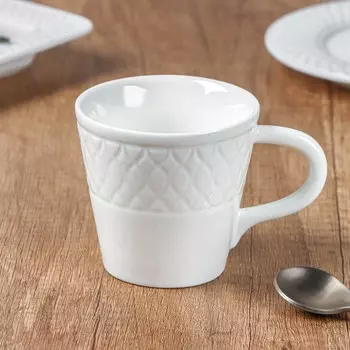 Чашка фарфоровая кофейная Magistro Argos, 100 мл, цвет белый