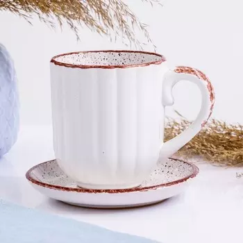 Чашка с блюдцем "Блум" белая, 0,35л