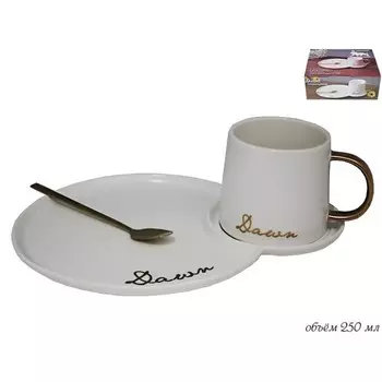 Чашка с блюдцем и ложкой Lenardi, 250 мл