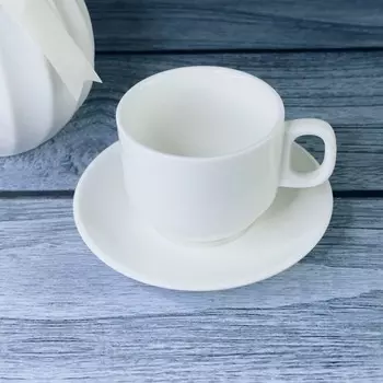 Чашка с блюдцем Lenardi Bianco, 240 мл