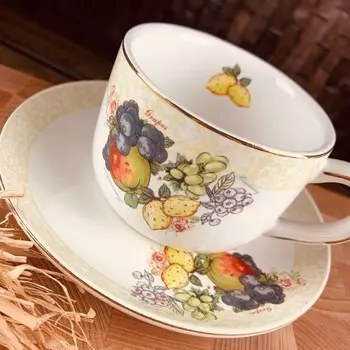 Чашка с блюдцем Lenardi «Фрукты», 250 мл