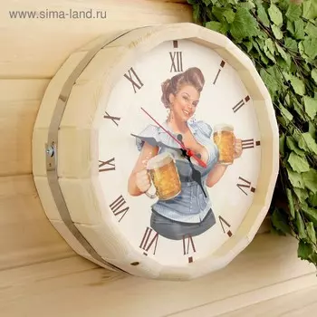 Часы банные бочонок "Добропаровъ. Пивко будешь?"