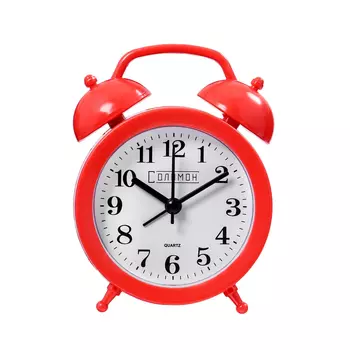 Часы - будильник настольные "Соломон", дискретный ход, 9.8 х 12 см, АА, красные
