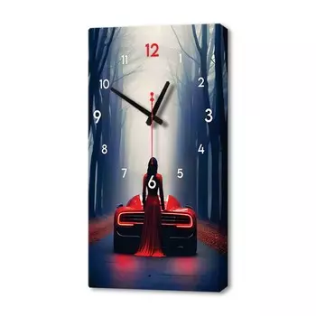 Часы-картина настенные интерьерные "Девушка в красном", бесшумные, 35 х 60 см