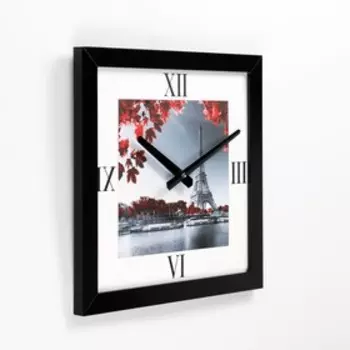 Часы-картина настенные, серия: Город, "Эйфелева Башня", 33 х 33 см