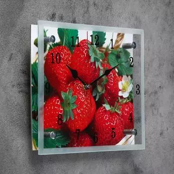 Часы-картина настенные, серия: Кухня, "Клубника", 20х25 см