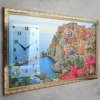 Часы-картина настенные, интерьерные "Италия", бесшумные, 50 х 100 см, микс