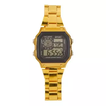 Часы наручные электронные мужские, d-4.1 см, золото