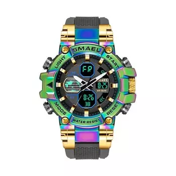 Часы наручные электронные, с будильником, d-5.5 см, ремешок l-25.5 см, 5 ATM, градиент