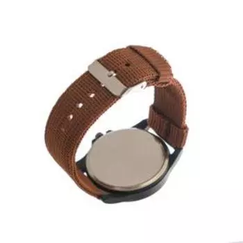 Часы наручные, d=4.5см черные, коричневый ремешок 20мм