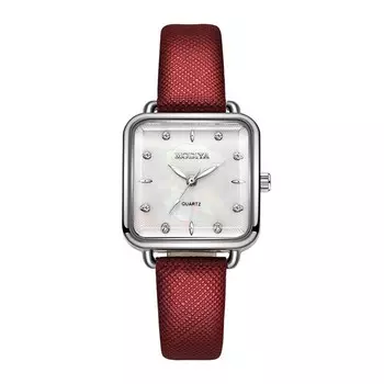 Часы наручные женские, 2.8 х 2.8 см, красный ремешок