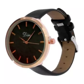 Часы наручные женские "Disu", ремешок из экокожи, черные