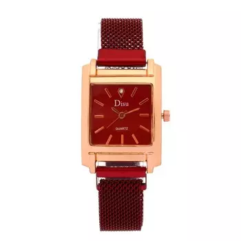 Часы наручные женские "Juxiaoshou" d=2.8 см, на кнопке, красные