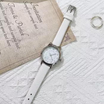 Часы наручные женские "Котик", d-2.8 см, белый ремешок