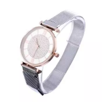 Часы наручные женские "Овимин" d=3.8 см, ремешок на магните, хром