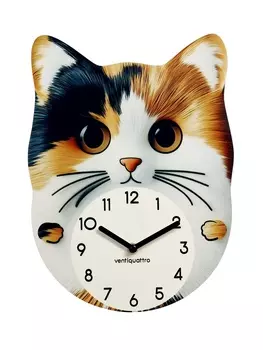 Часы настенные Agat, кошечка, интерьерные, детские, бесшумные, плавный ход, d=33.5 см