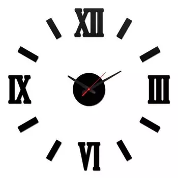 Часы настенные DIY, римские цифры, плавный ход, чёрные, d=70-80 см