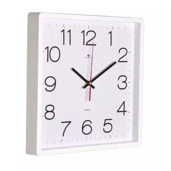 Часы настенные, интерьерные, бесшумные, 30 х 30 см, корпус белый