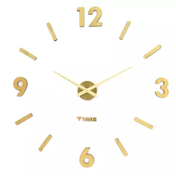 Часы настенные интерьерные, 3d "Соломон", наклейка, большие, d=120 см, золотистые