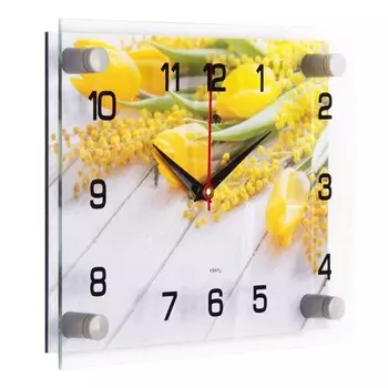 Часы настенные, интерьерные: Цветы, "Тюльпаны на столе", 20 х 26 см