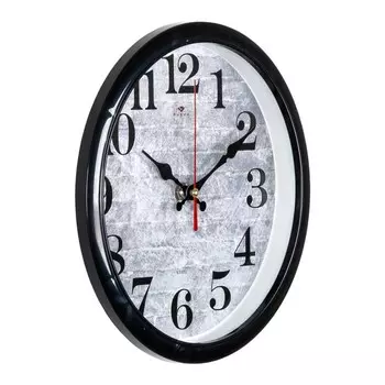 Часы настенные, интерьерные, d-22 см, корпус черный