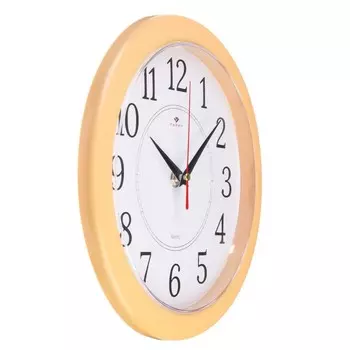Часы настенные, интерьерные, d-23 см, бесшумные, корпус бежевый