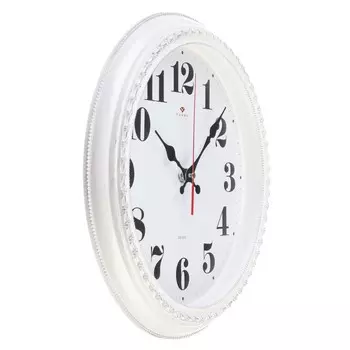 Часы настенные, интерьерные, бесшумные, d-28.5 см, корпус белый с серебром
