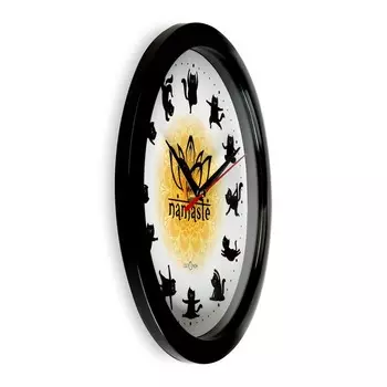 Часы настенные, d-28 см, интерьерные "Йога с котом" бесшумные