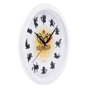Часы настенные, d-28 см, интерьерные, "Йога с котом", бесшумные