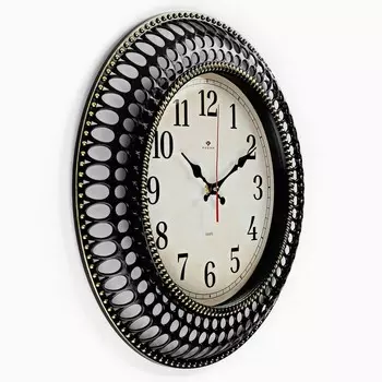 Часы настенные, интерьерные "Классика", бесшумные, d-40 см, черные