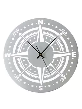 Часы настенные интерьерные «Компас», плавный ход, d-40 см, серебристые