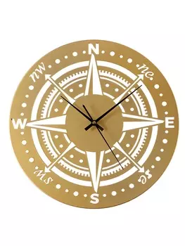 Часы настенные интерьерные «Компас», плавный ход, d-40 см, золотистые