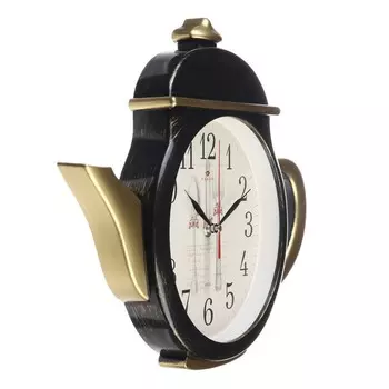 Часы настенные, интерьерные: Кухня "Чайник", бесшумные, 29 х 34 см, d-18 см, чёрный