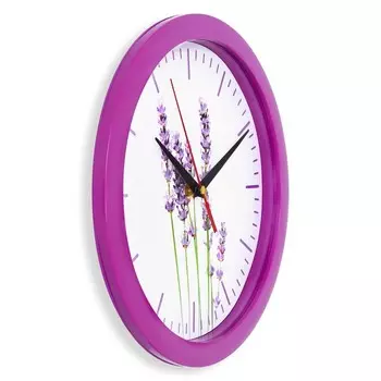 Часы настенные, d-28 см, интерьерные, "Лаванда", бесшумные, сиреневый обод