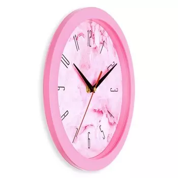 Часы настенные, интерьерные, "Розовый мрамор", бесшумные, d-28 см