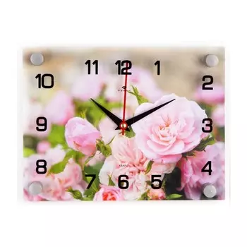 Часы настенные, интерьерные "Розы", бесшумные, 20 х 26 см