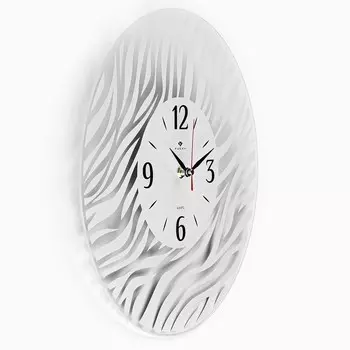 Часы настенные, интерьерные "Зебра ", бесшумные, d-34 см, белые