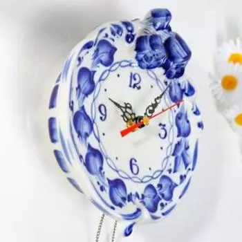 Часы настенные "Колокольчик", гжель фарфор 2с