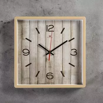 Часы настенные, интерьерные "Дерево", 30 х 30 см, бесшумные, корпус бежевый