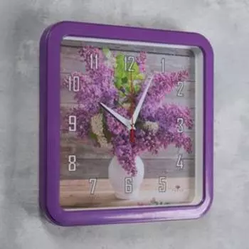 Часы настенные квадратные "Сирень", "Рубин", 30х30 см