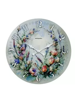 Часы настенные Lavanda, прованс, интерьерные, плавный ход, d=45 см, цветочный дизайн