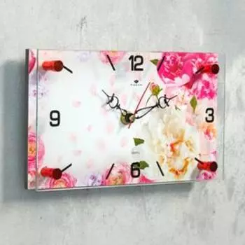Часы настенные "Лепестки пионов", плавный ход, 22.5 х 13 см