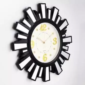 Часы настенные «Лучики Солнца», с зеркалом, d=53 см, циферблат 27.5 см, 1 АА, черные