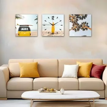 Часы настенные модульные, серия: Интерьер, "Лето", плавный ход, 35 х 110 см