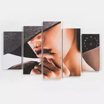 Часы настенные модульные, интерьерные "Загадочная девушка", бесшумные, 80 х 140 см